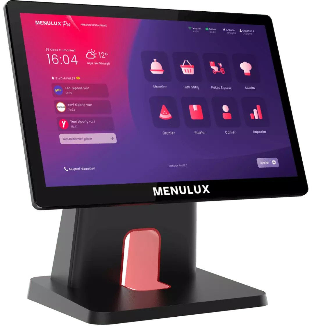 Menulux POS Sistemi - Dashboard ekranı