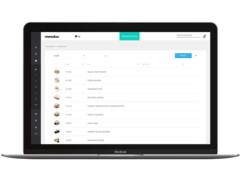 Menulux Portal Restaurant Management System - Restaurant automation - Product Management
