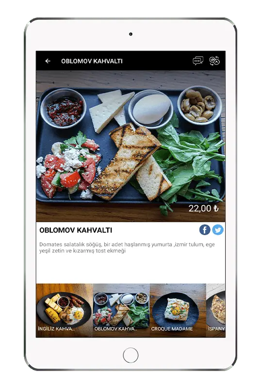 Menulux Tablet Menü ve iPad menü sistemi - Kategoriler ekranı