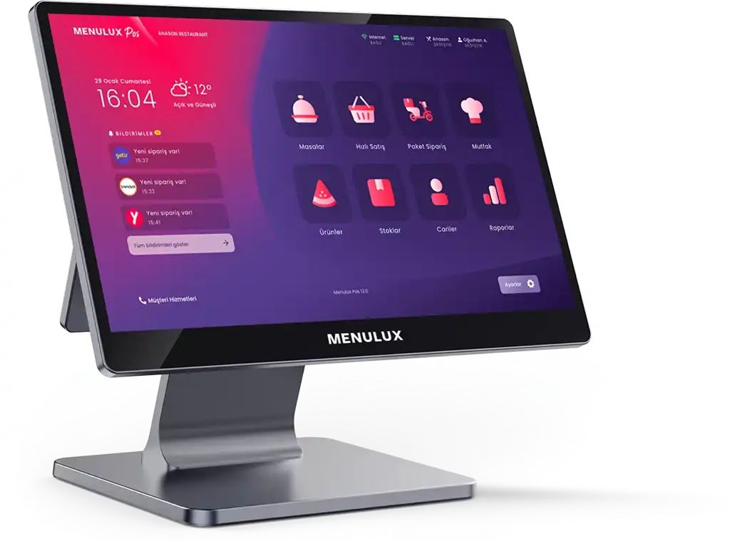 Menulux POS Sistemleri - Restoran Sipariş Uygulaması - POS Cihazı