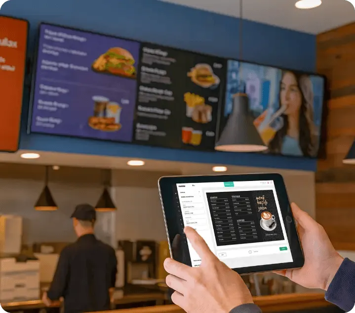 Restoran ve kafelerde dijital menü ekranı ile menülerin kolayca güncellenmesi