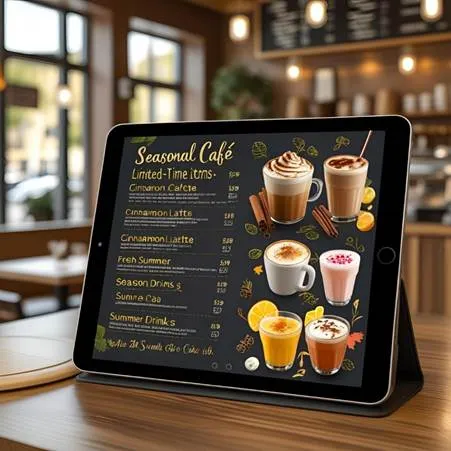Kafe Dijital Menü Tasarımı, QR Kod Menü Örneği, Sezonluk İçecekler Latte Kahve