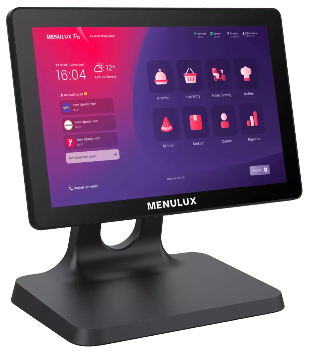 Menulux POS System - Dashboard screen