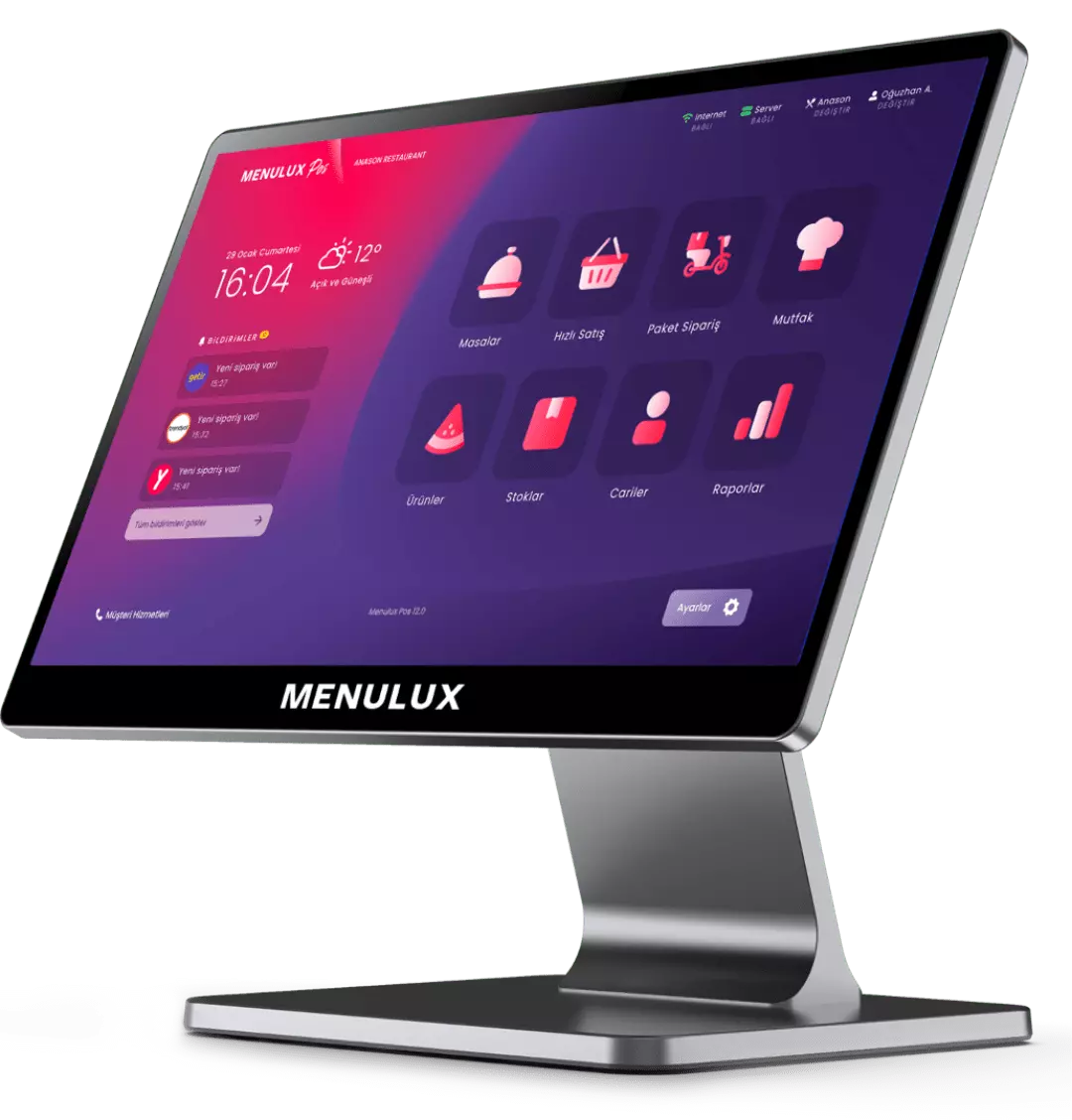 Menulux POS Sistemi - Dashboard ekranı