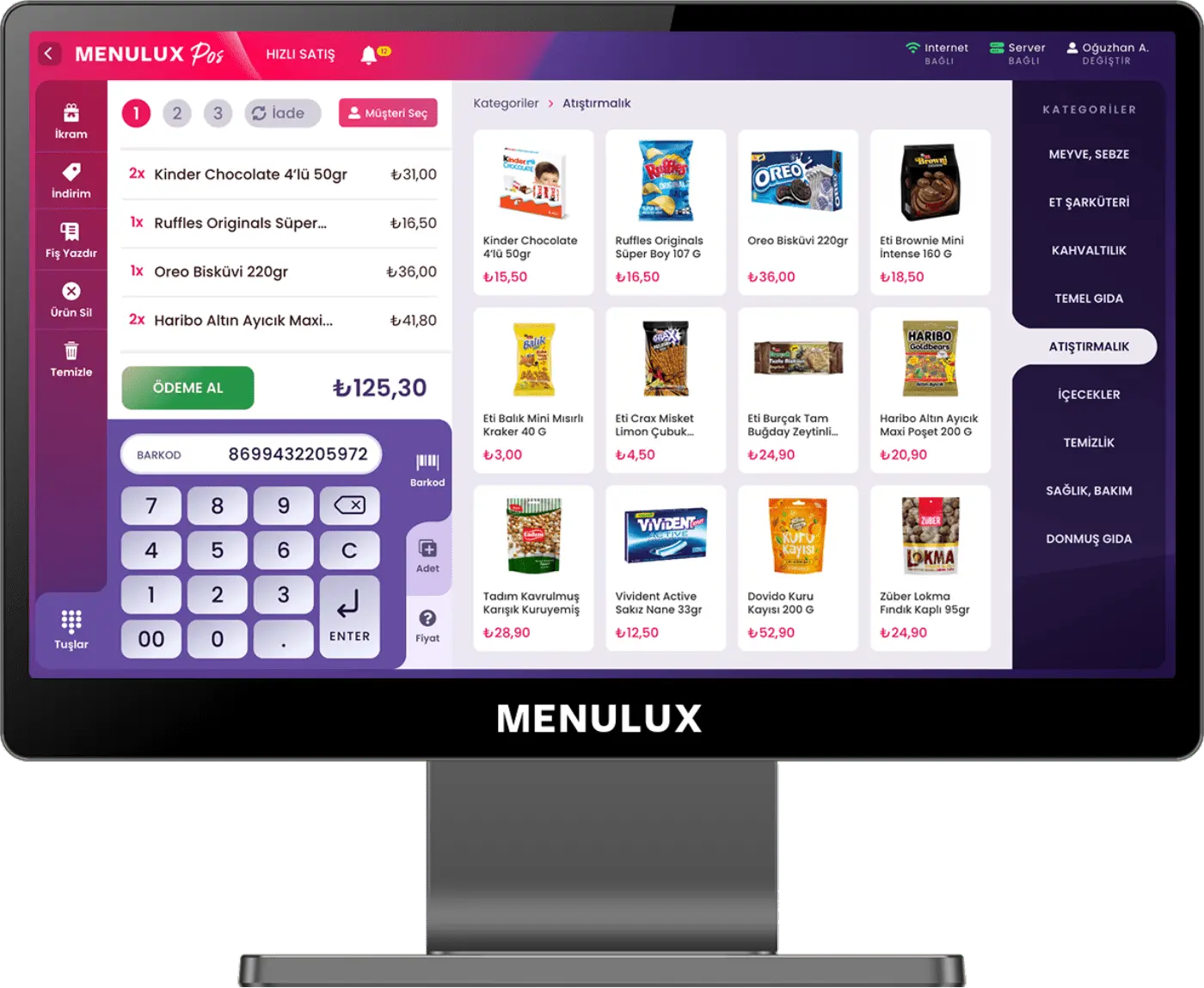 Menulux Market Otomasyonu, Barkod Sistemi, Market Satış Programı, Barkodlu Satış Sistemi, Hızlı Satış Programı ile tanışın