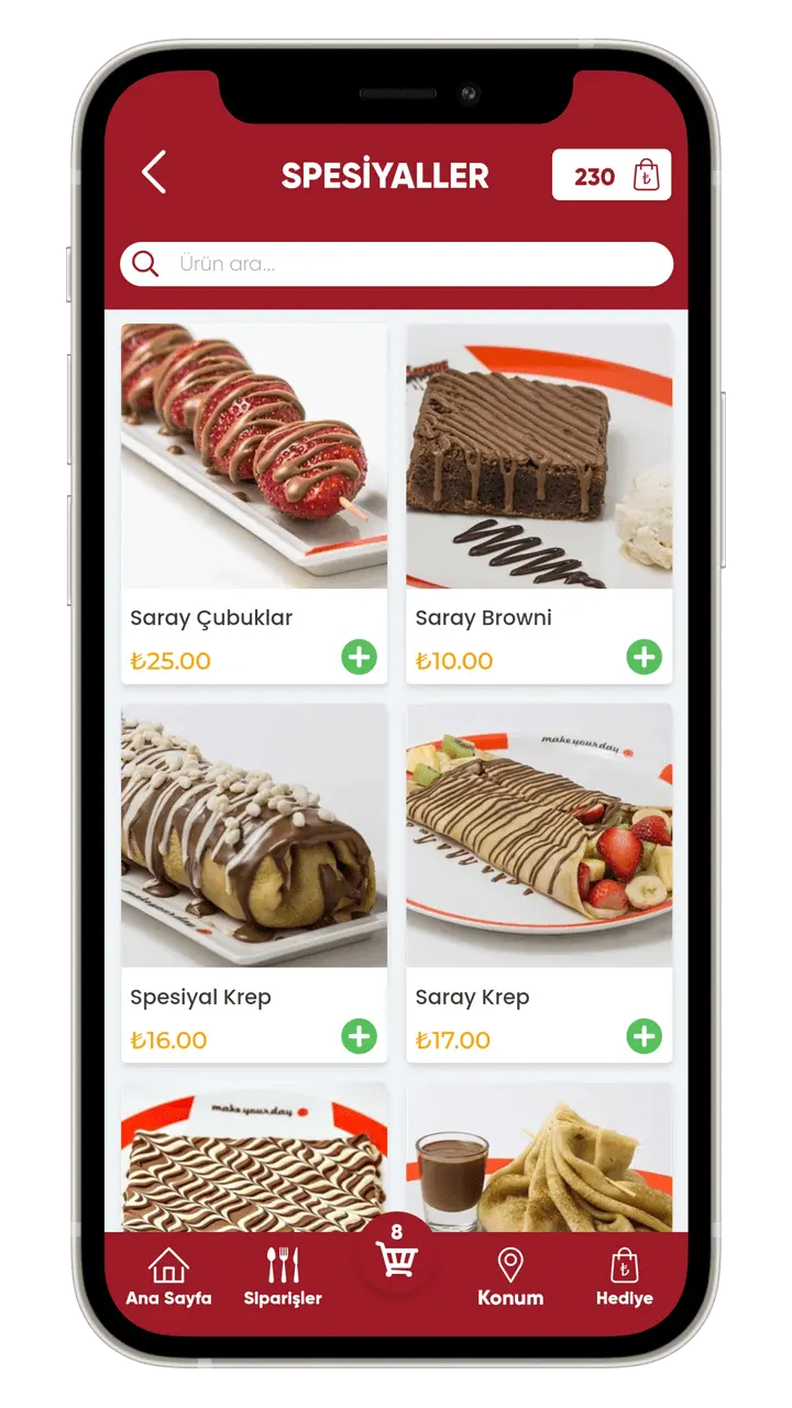 Menulux Restaurant App, Online Sipariş Sistemi, Restoran Mobil Sipariş Uygulaması, Kategoriler Ekranı