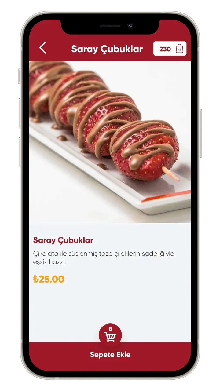 Menulux Restaurant App, Online Sipariş Sistemi, Restoran Mobil Sipariş Uygulaması, Ürünler Listesi