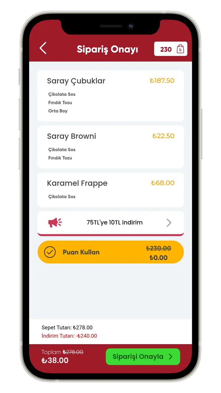 Menulux Restaurant App, Online Sipariş Sistemi, Restoran Mobil Sipariş Uygulaması, Alışveriş Sepeti