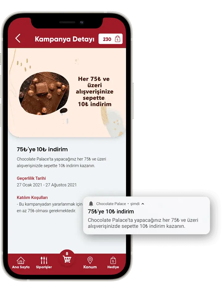 Menulux Restaurant App, Online Sipariş Sistemi, Restoran Mobil Sipariş Uygulaması, Kampanyalar ekranı