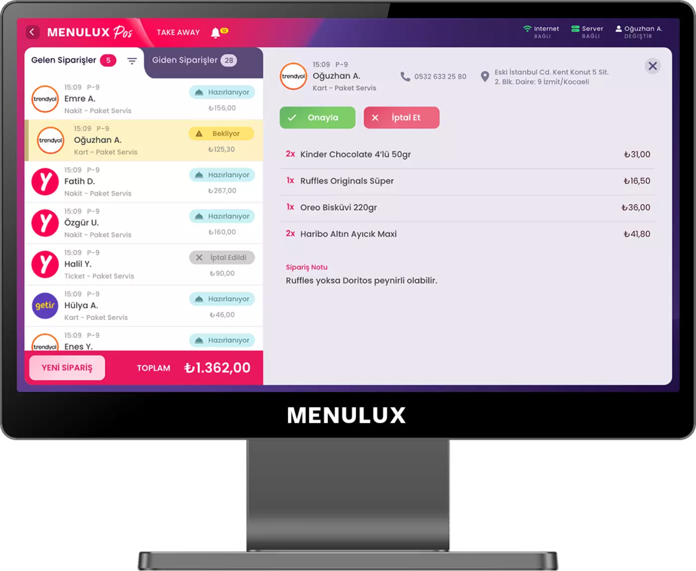 Menulux Restoran Yazılımı - Online Ödeme Sistemleri - Entegrasyon Sistemleri