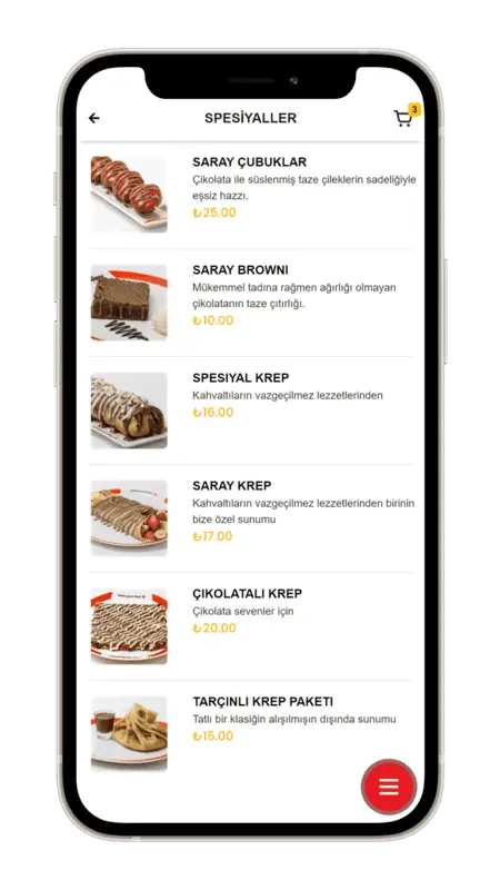 Menulux Dijital QR Menu, Restaurant Menu Programı, Karekodlu Menü Sistemi, Ürünler ekranı