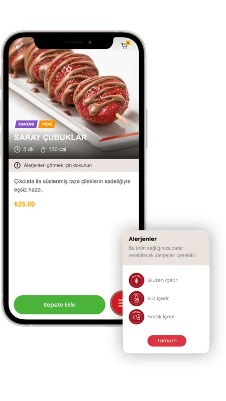Menulux Digital QR Menu, Restaurant Qr Menu Program, Contactless Menu System, Product detail screen