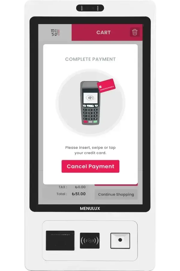 Menulux Self Order System - Kiosk Payment Screen